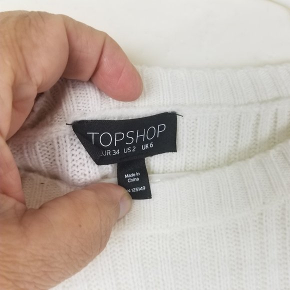 Topshop Womens Sz 2 Ombre Dip Dye Long Sleeve Crew Neck Hi Low Sweater - Picture 4 of 5